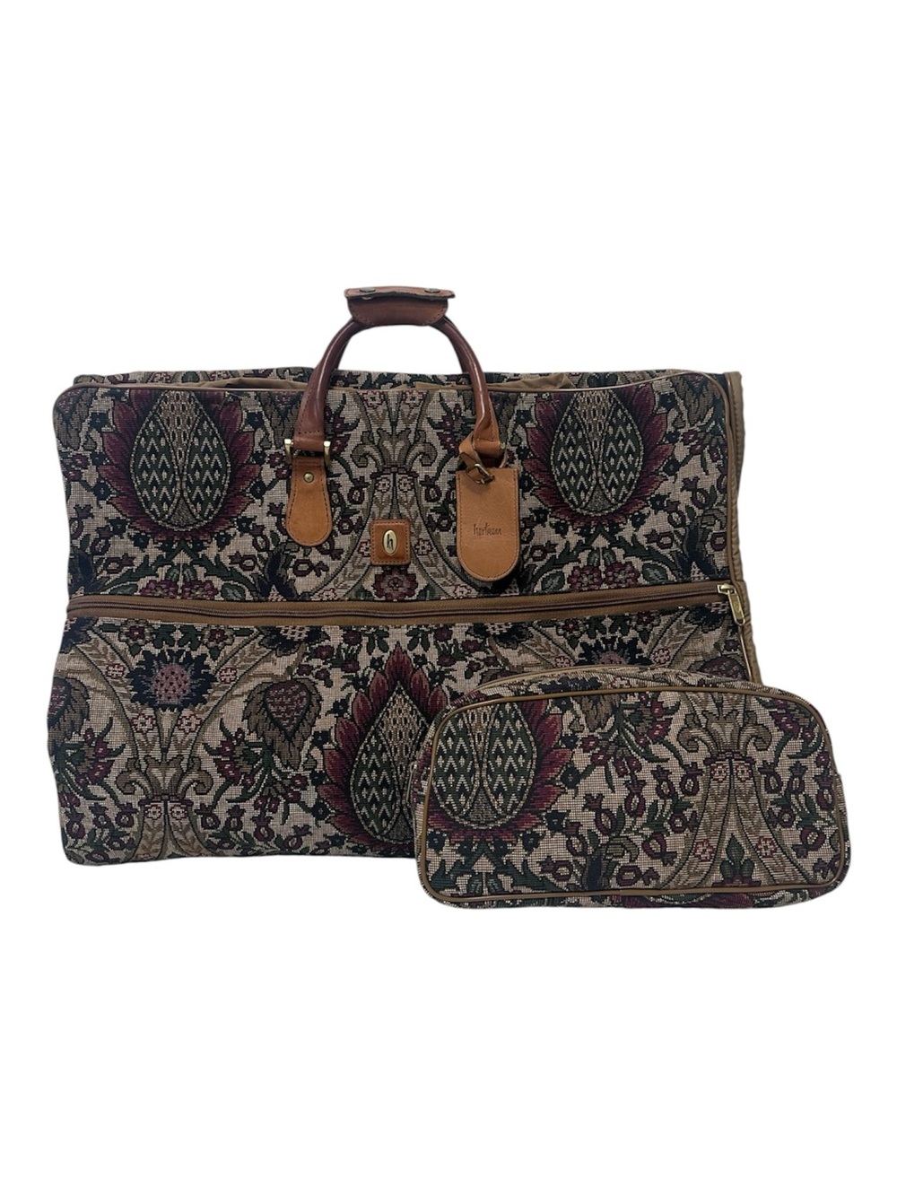 Hartmann Vintage 51"x20.5" Garment Travel Bag Tapestry Floral And Toiletry Bag